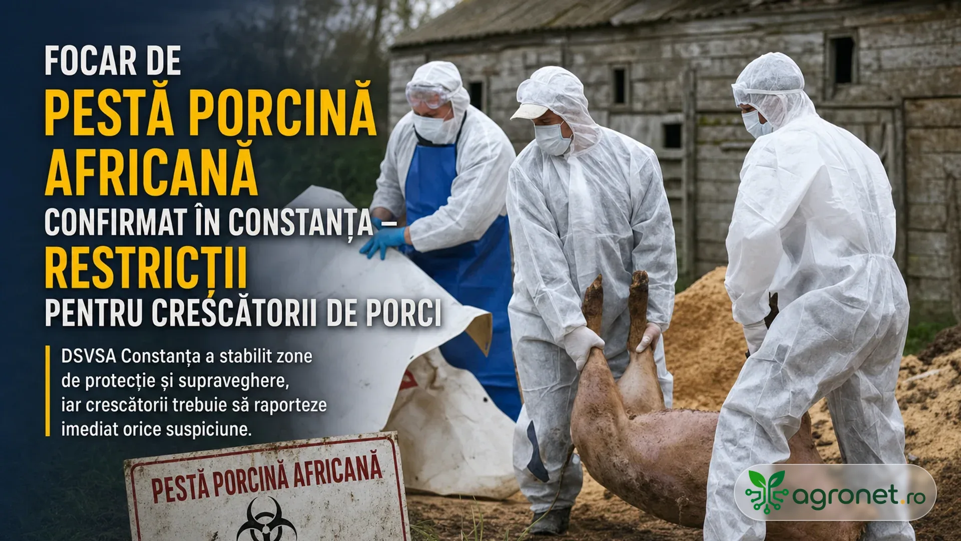 Focar de pestă porcină africană confirmat în Constanța – Restricții pentru crescătorii de porci