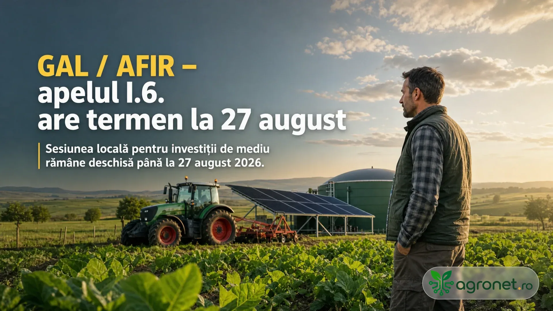 Fermier verificând o instalație de irigații într-o zonă agricolă rurală