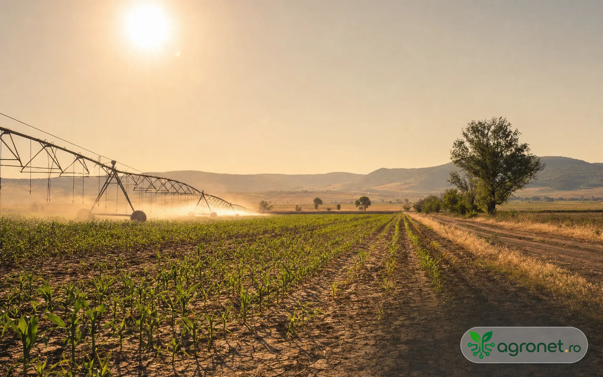 Câmp agricol expus caniculei într-o după-amiază de iulie