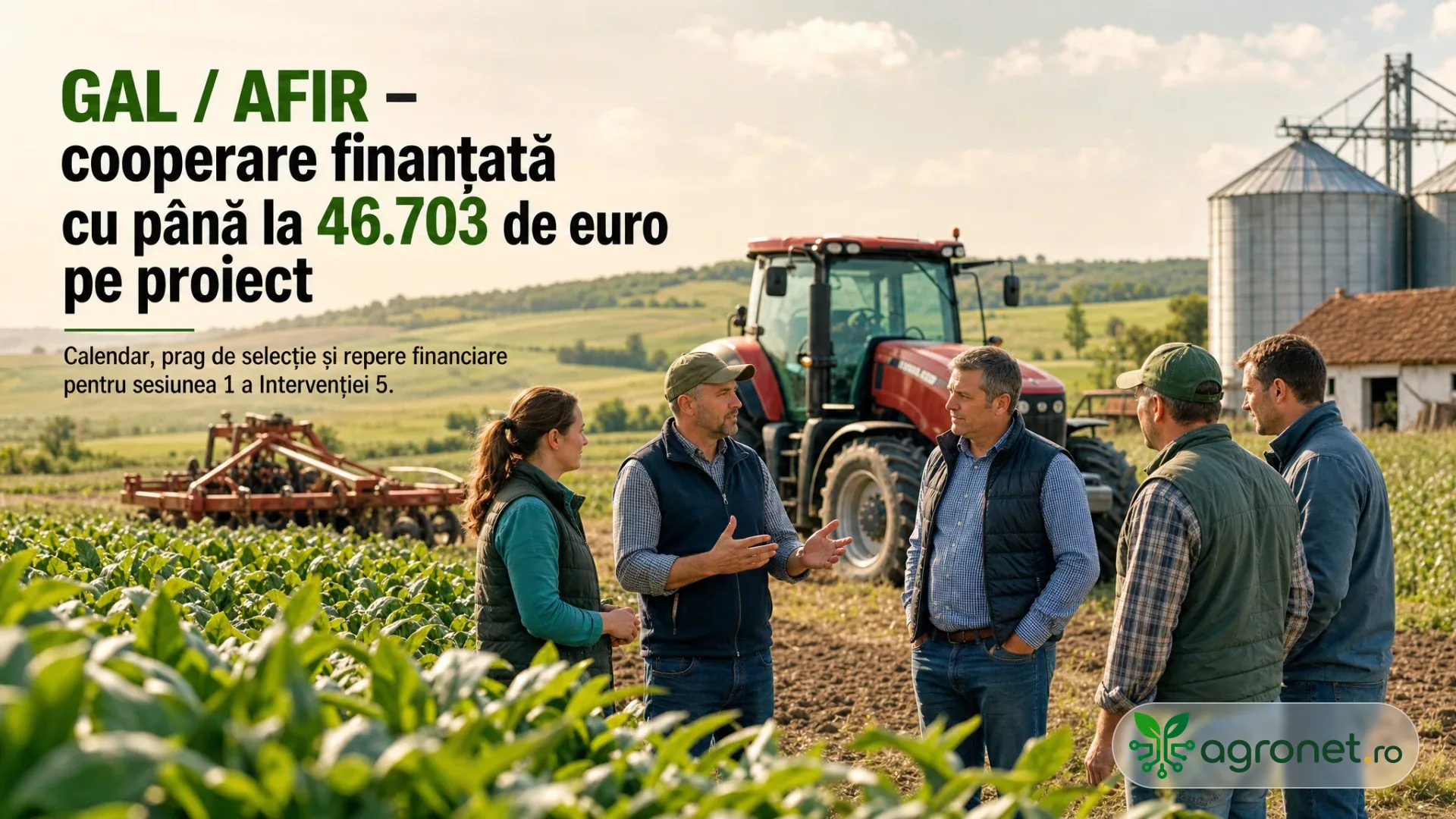 Fermieri și reprezentanți ai unor organizații locale discută într-o exploatație agricolă.