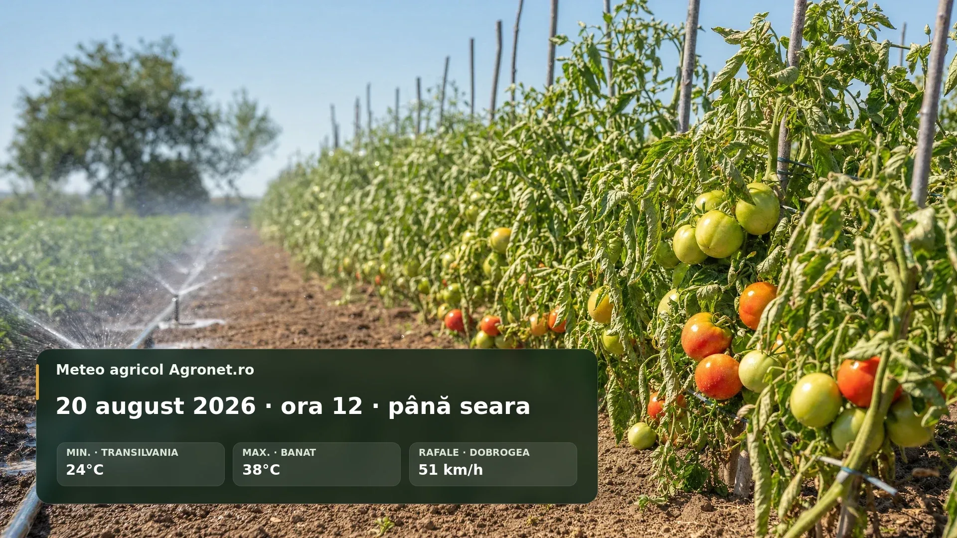 Câmp agricol în condiții de caniculă, în după-amiaza de lucru