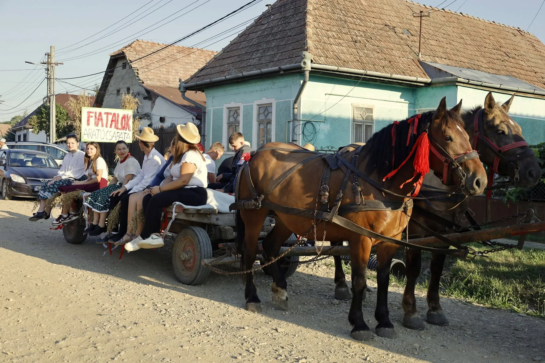 O zi de seceriș ca odinioară la Foi – Nouă echipe, căruțe, coase și aproape 500 de participanți — Foi, Crăciunești, județul