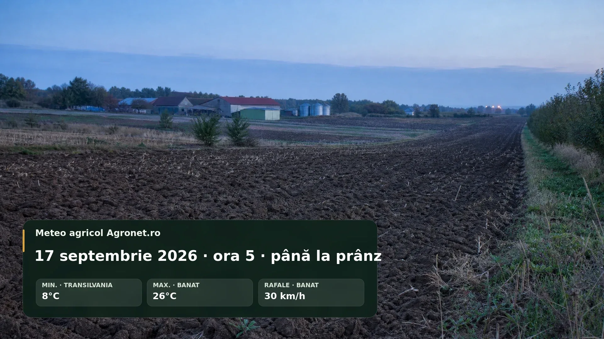 Ilustrație pentru buletinul Meteo agricol România din 17 septembrie 2026, ora 05:00.