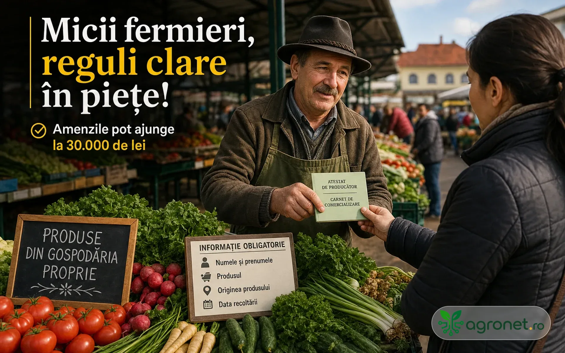 DAJ Arad reamintește obligațiile micilor fermieri care vând în piețe trebuie să respecte reglementările - amenzile pot ajunge la 30.000 de lei