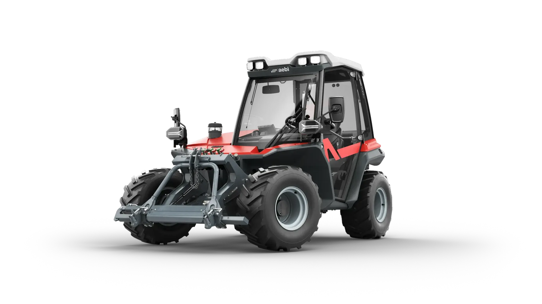 Terratrac TT 212 prezentat static, cu roți mari și prinderi frontale