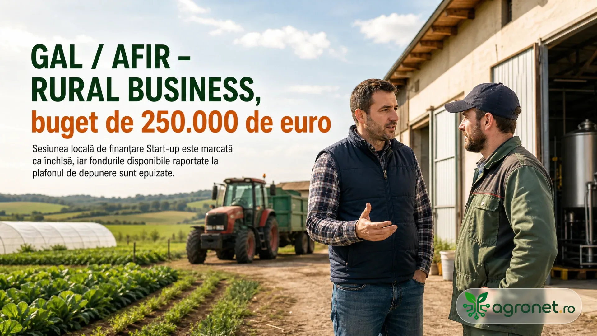 Antreprenor rural verificând activitatea într-o mică fermă, într-un cadru agricol local