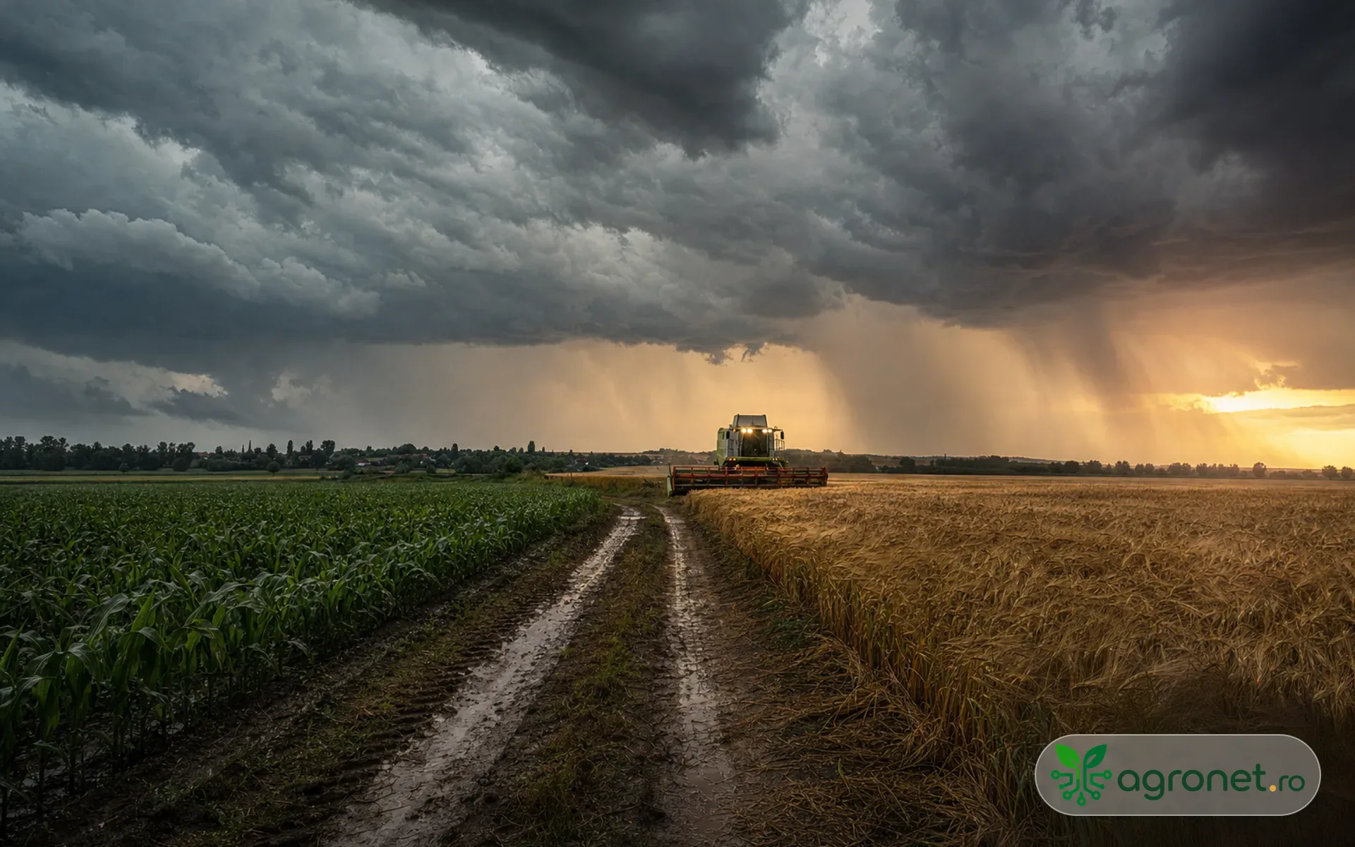 Lan agricol sub nori de furtună în seara de vară