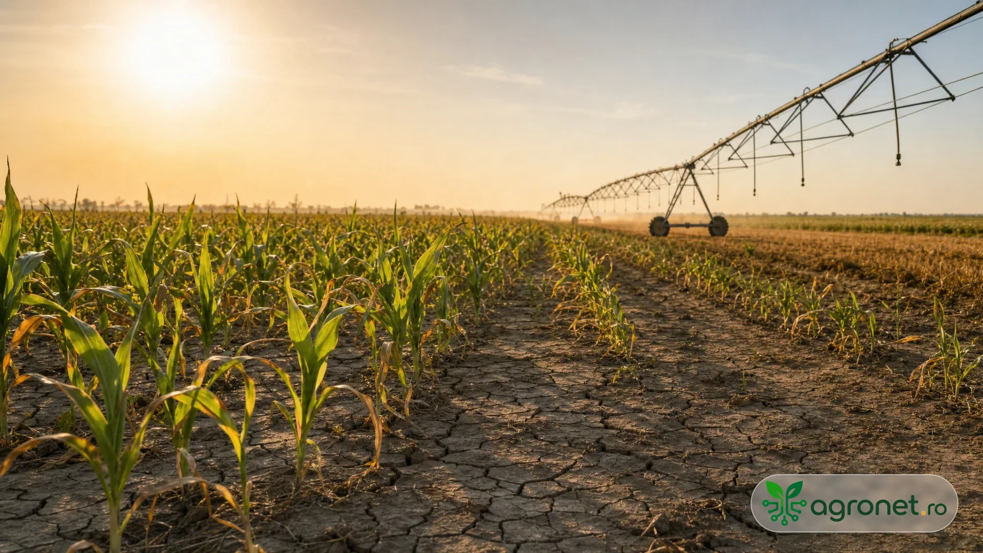 Parcelă agricolă la început de zi, pe vreme senină și uscată