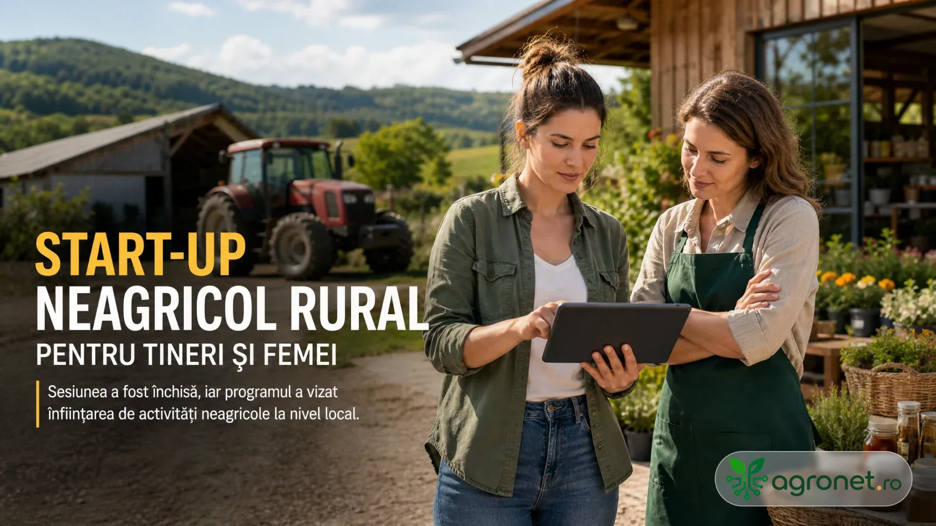 Tânără antreprenoare discutând într-o gospodărie rurală despre o activitate neagricolă