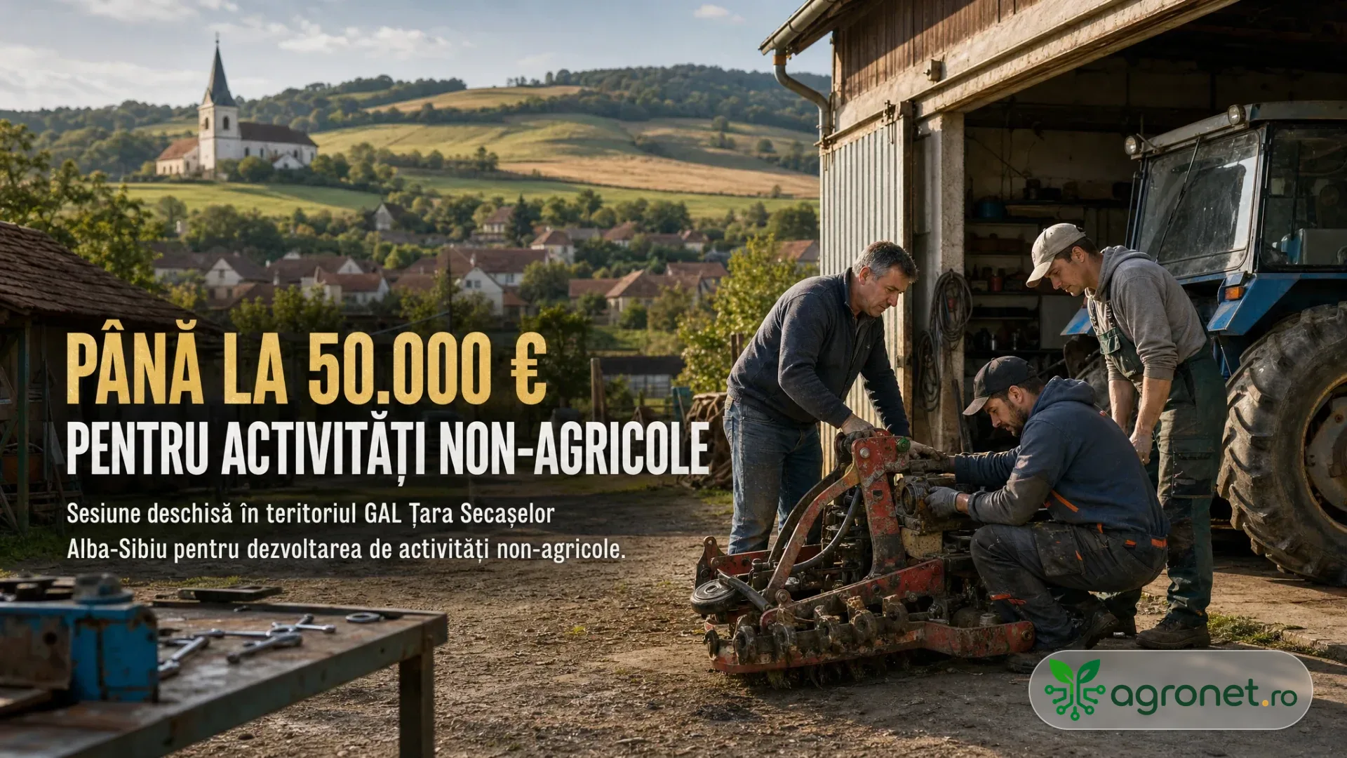 Antreprenor rural verificând o activitate de servicii într-o curte gospodărească din mediul rural