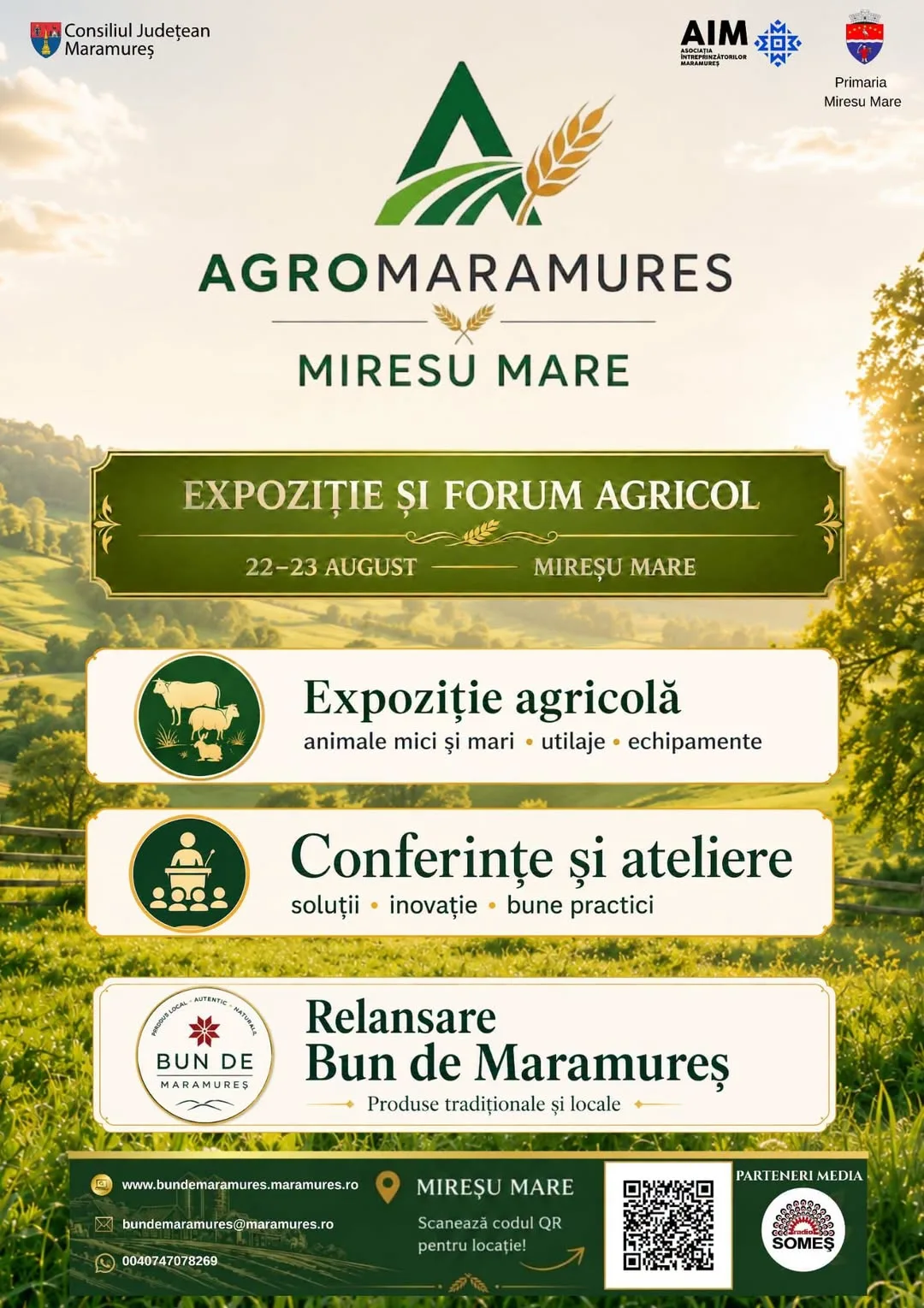 Afiș AgroMaramureș pentru expoziție agricolă și forum la Mireșu Mare