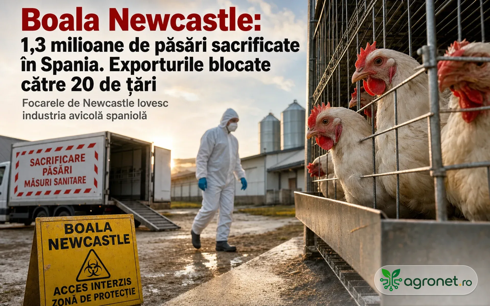 Boala Newcastle a dus la sacrificarea a 1,3 milioane de păsări în Spania - Exporturile către 20 de țări sunt afectate