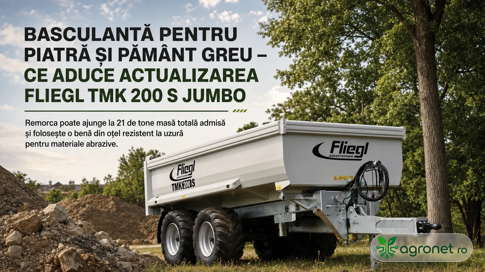 Basculantă pentru piatră și pământ greu – Ce aduce actualizarea Fliegl TMK 200 S Jumbo