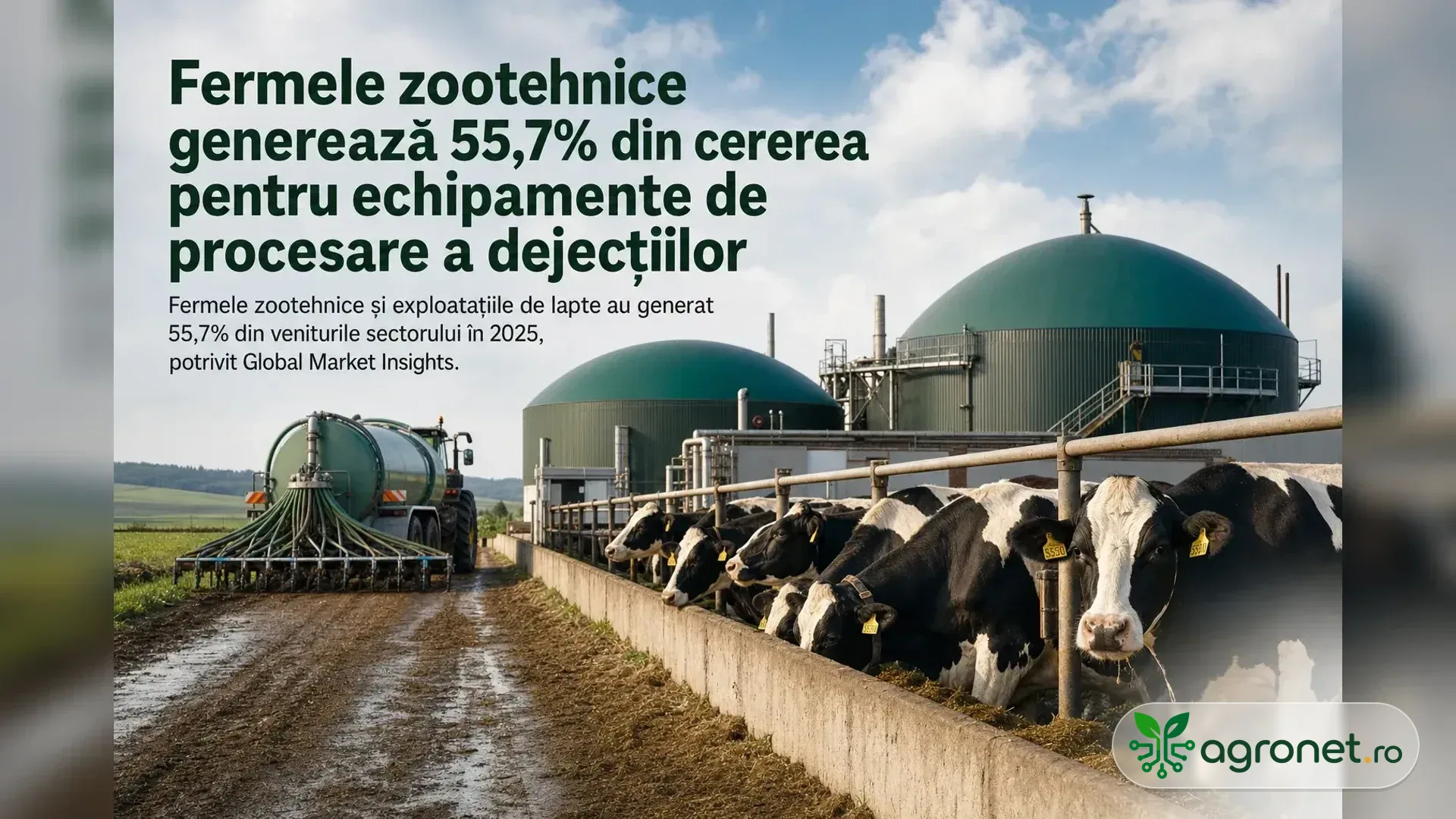 Fermele zootehnice generează 55,7% din cererea pentru echipamente de procesare a dejecțiilor
