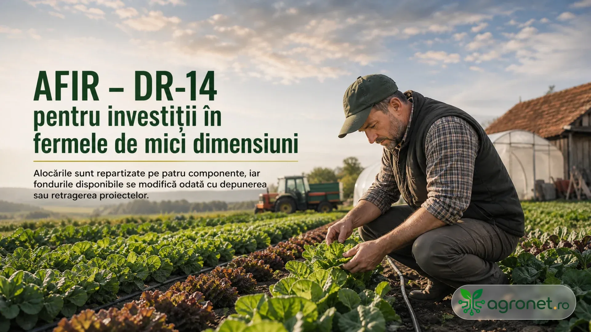 Fermier verificând culturile într-o fermă de mici dimensiuni