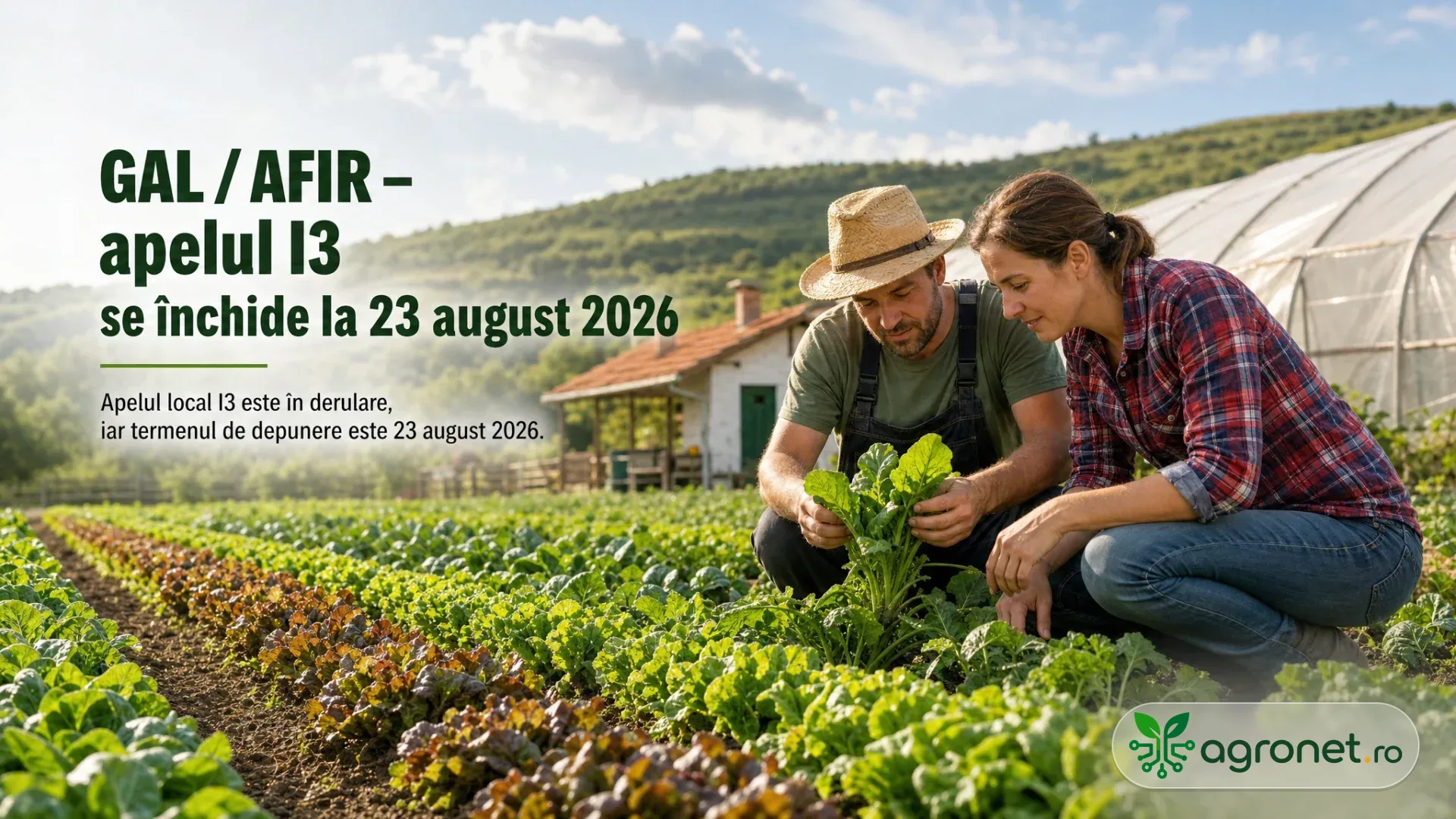 Fermier verificând o cultură agricolă într-o zonă rurală