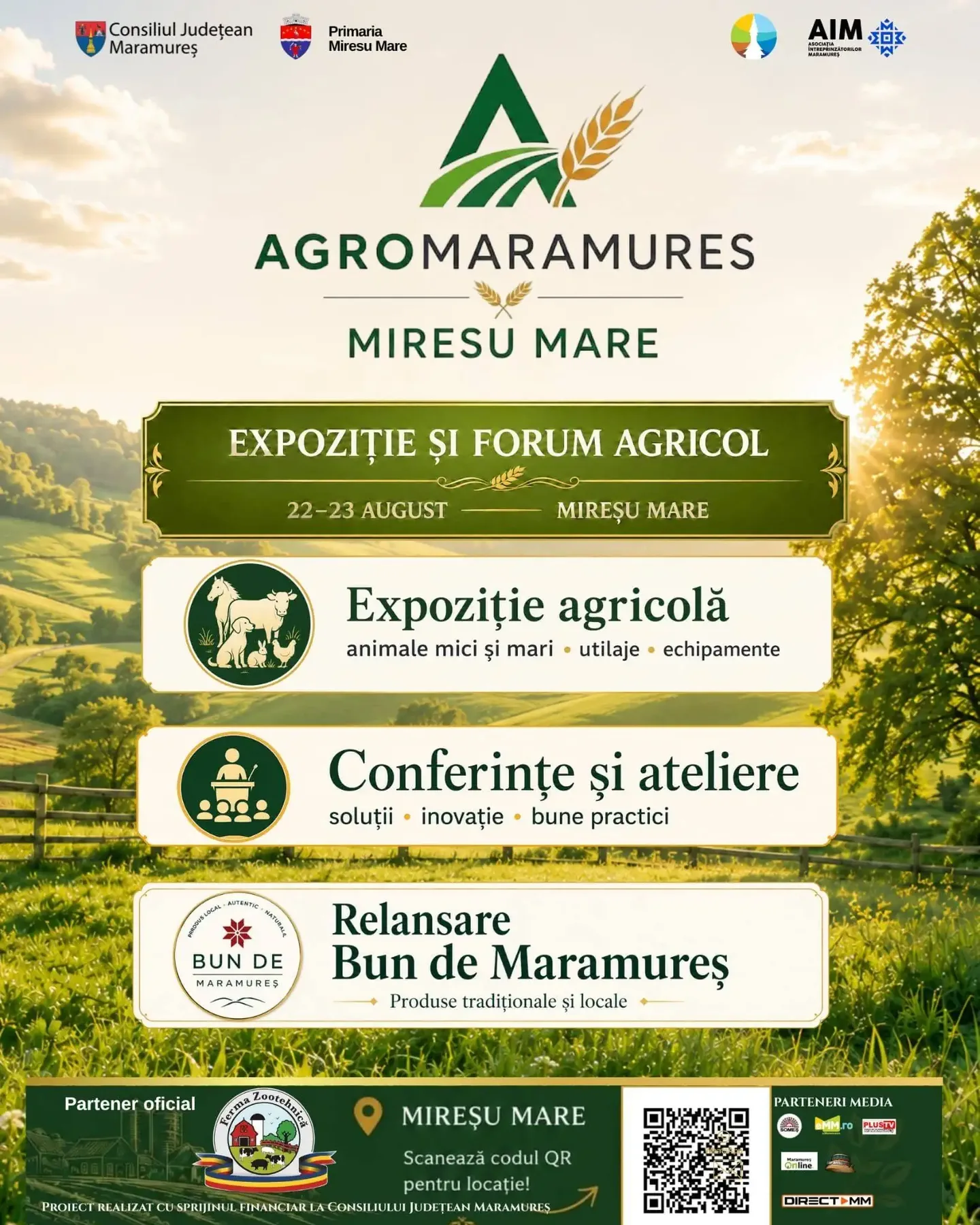 Afiș AgroMaramureș la Mireșu Mare, expoziție agricolă și conferințe